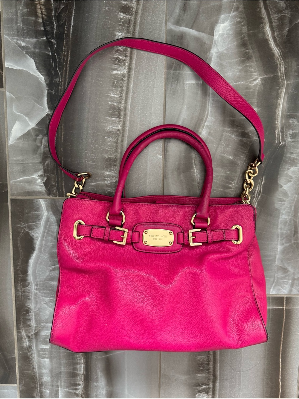 Michael Kors Fuchsia Leather Satchel Tote
